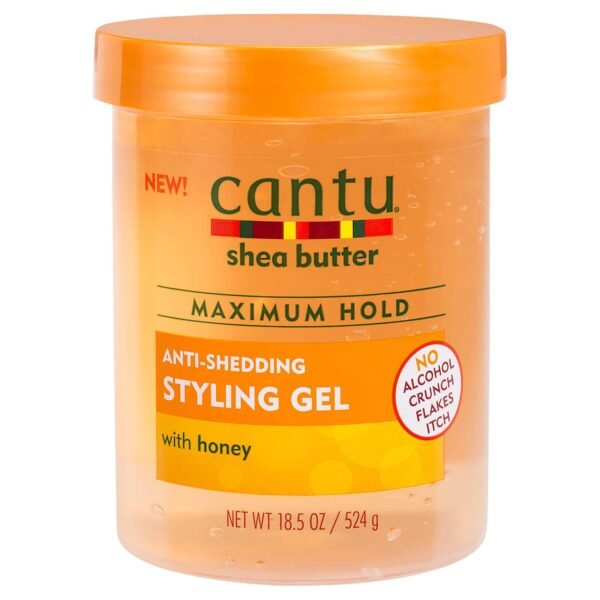 Cantu Shea Butter Maximum Hold Anti-Shedding Styling Gel with Honey Itin stipriai fiksuojantis gelis 524g